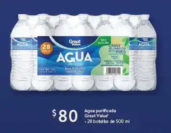 Walmart Agua purificada Great Value 28 botellas de 500 ml oferta