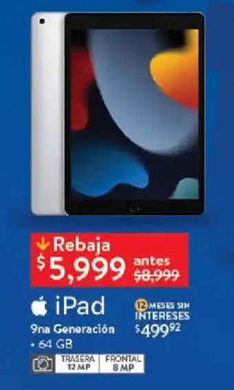 Walmart iPad 9na Generación 64GB oferta
