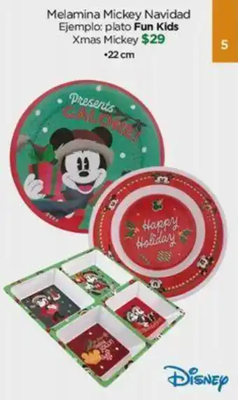 Chedraui Melamina Mickey Navidad plato Fun Kids Xmas Mickey 22 cm oferta