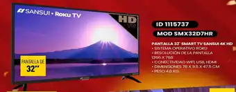 PANTALLA 32" SMART TV SANSUI 4K HD