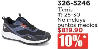 Tenis 25-30 No incluye puntos medios