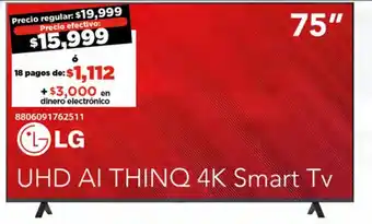 City Club LG UHD AI THINQ 4K Smart TV 75" oferta