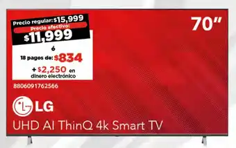 City Club LG UHD AI ThinQ 4k Smart TV 70" oferta