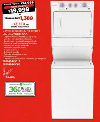 City Club Centro de lavado 20 kg de gas o eléctrico WHIRLPOOL oferta