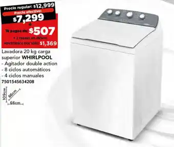 Lavadora 20 kg carga superior WHIRLPOOL