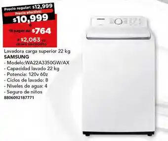 City Club Lavadora carga superior 22 kg SAMSUNG oferta