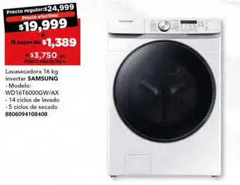 City Club Lavasecadora 16 kg inverter SAMSUNG oferta