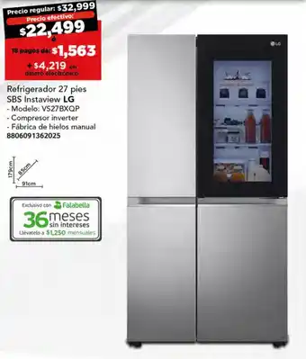 City Club Refrigerador 27 pies SBS Instaview LG oferta
