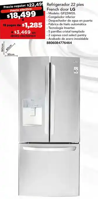 City Club Refrigerador 22 pies French door LG oferta