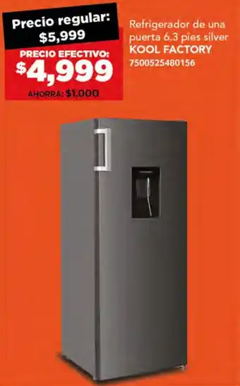 City Club Refrigerador de una puerta 6.3 pies silver KOOL FACTORY oferta