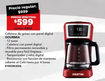 City Club Cafetera de goteo con panel digital GOURMIA oferta
