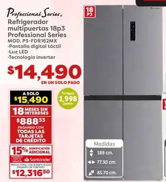 Soriana Híper Refrigerador multipuertas 18p3 Professional Series oferta