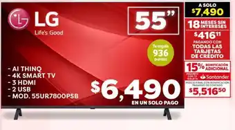 Soriana Híper LG 4K SMART TV 55" oferta