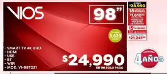 Soriana Híper VIOS SMART TV 4K UHD 98" oferta