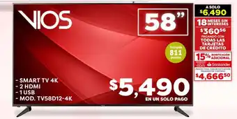 Soriana Híper VIOS SMART TV 4K 58" oferta