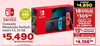 Soriana Híper Consola Nintendo Switch neón 1.1, 32 GB oferta