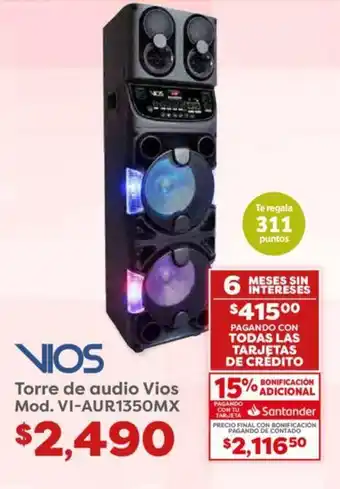 Soriana Híper Torre de audio Vios Mod. VI-AUR1350MX oferta