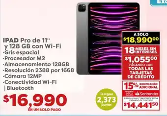 Soriana Híper IPAD Pro de 11" y 128 GB con Wi-Fi oferta