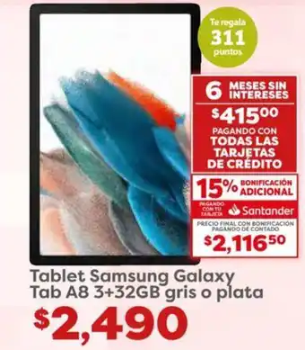 Tablet Samsung Galaxy Tab A8 3+32GB gris o plata