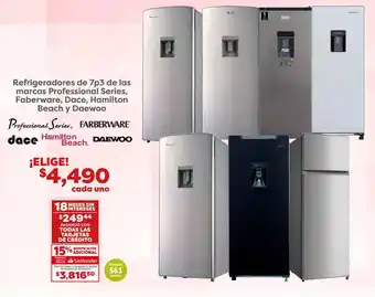 Soriana Híper Refrigeradores de 7p3 de las marcas Professional Series, Faberware, Dace, Hamilton Beach y Daewoo oferta