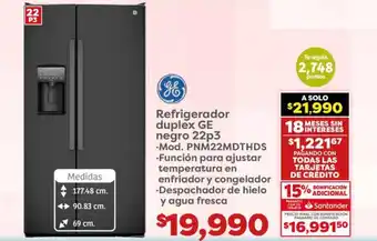 Soriana Híper Refrigerador duplex GE negro 22p3 oferta
