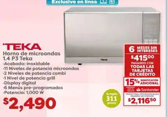 Soriana Híper Horno de microondas 1.4 P3 Teka oferta