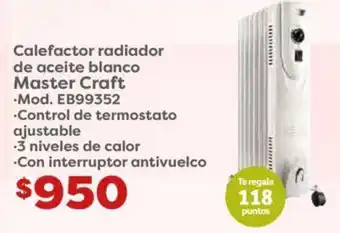 Soriana Híper Calefactor radiador de aceite blanco Master Craft oferta
