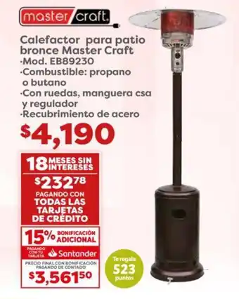 Calefactor para patio bronce Master Craft