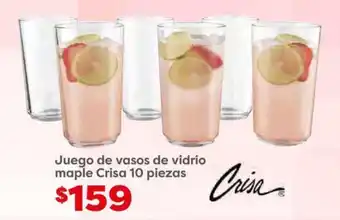 Soriana Híper Juego de vasos de vidrio maple Crisa 10 piezas oferta
