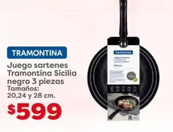 Soriana Híper Juego sartenes Tramontina Sicilia negro 3 piezas Tamaños: 20,24 y 28 cm. oferta