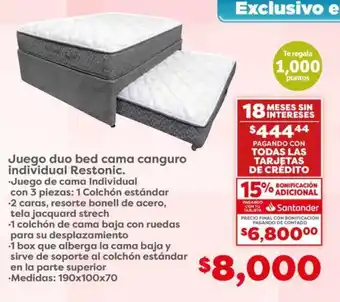 Soriana Híper Juego duo bed cama canguro individual Restonic oferta