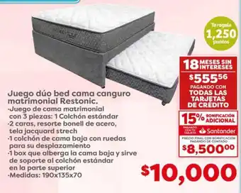 Soriana Híper Juego dúo bed cama canguro matrimonial Restonic oferta