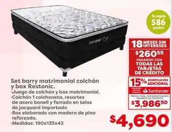 Soriana Híper Set barry matrimonial colchón y box Restonic oferta