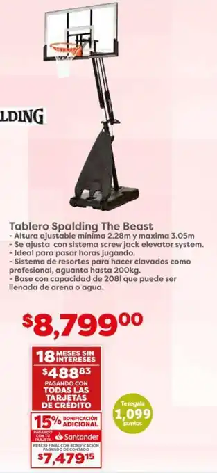 Soriana Híper Tablero Spalding The Beast oferta