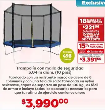 Soriana Híper Trampolín con malla de seguridad 3.04 m diám. (10 pies) oferta