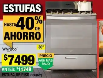 The Home Depot Whirlpool ESTUFA DE PISO (136072) oferta