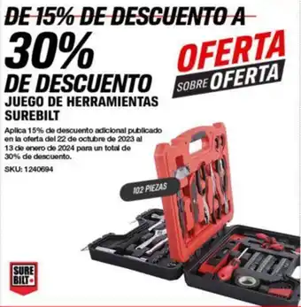 AutoZone JUEGO DE HERRAMIENTAS SUREBILT oferta