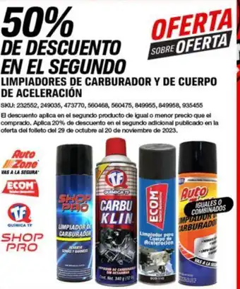 LIMPIADORES DE CARBURADOR Y DE CUERPO DE ACELERACIÓN