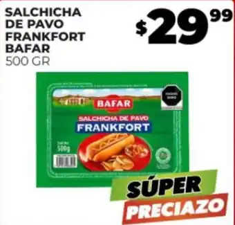 SALCHICHA DE PAVO FRANKFORT BAFAR 500 GR