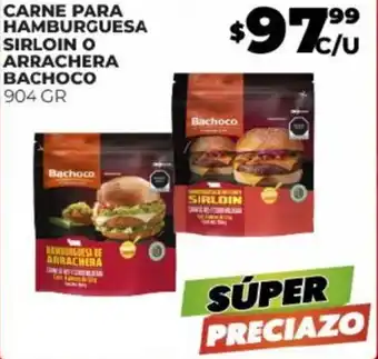 Merco CARNE PARA HAMBURGUESA SIRLOIN O ARRACHERA BACHOCO 904 GR oferta