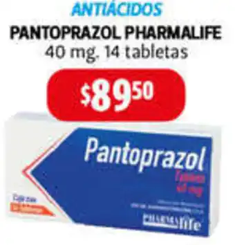 Farmacias Guadalajara ANTIÁCIDOS PANTOPRAZOL PHARMALIFE 40 mg 14 tabletas oferta