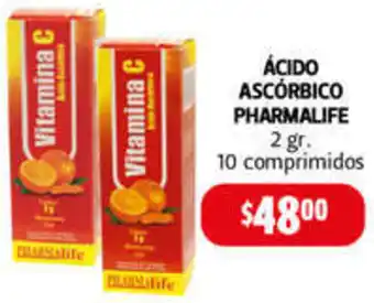 Farmacias Guadalajara ÁCIDO ASCORBICO PHARMALIFE 2 gr 10 comprimidos oferta