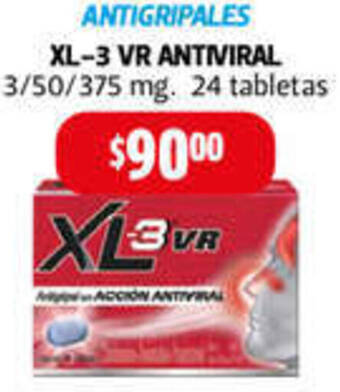 Farmacias Guadalajara ANTIGRIPALES XL-3 VR ANTIVIRAL 3/50/375 mg 24 tabletas oferta