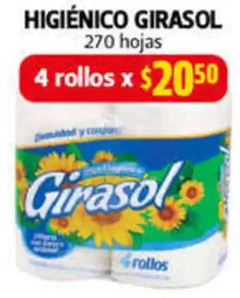 Farmacias Guadalajara HIGIÉNICO GIRASOL 270 hojas 4 rollos oferta