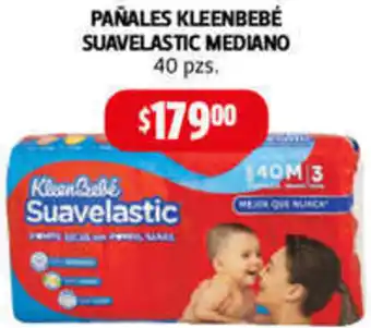 Farmacias Guadalajara PAÑALES KLEENBEBÉ SUAVELASTIC MEDIANO 40 pzs oferta