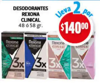 Farmacias Guadalajara DESODORANTES REXONA CLINICAL 48 ó 58 gr oferta