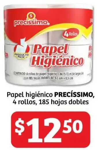 Soriana Híper PRECÍSSIMO Papel higiénico 4 rollos 185 hojas dobles oferta