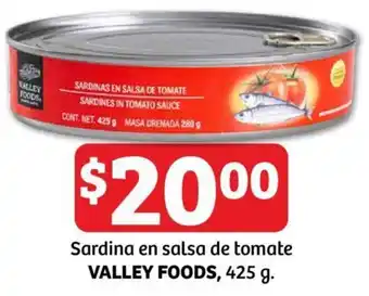 Soriana Híper Sardina en salsa de tomate VALLEY FOODS 425 g oferta