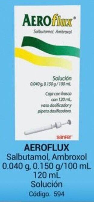 Farmacias Bazar AEROFLUX Salbutamol, Ambroxol 0.040 g, 0.150 g/100 mL 120 mL Solución oferta