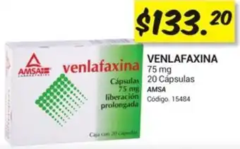 Farmacias Bazar VENLAFAXINA 75mg 20 Cápsulas oferta